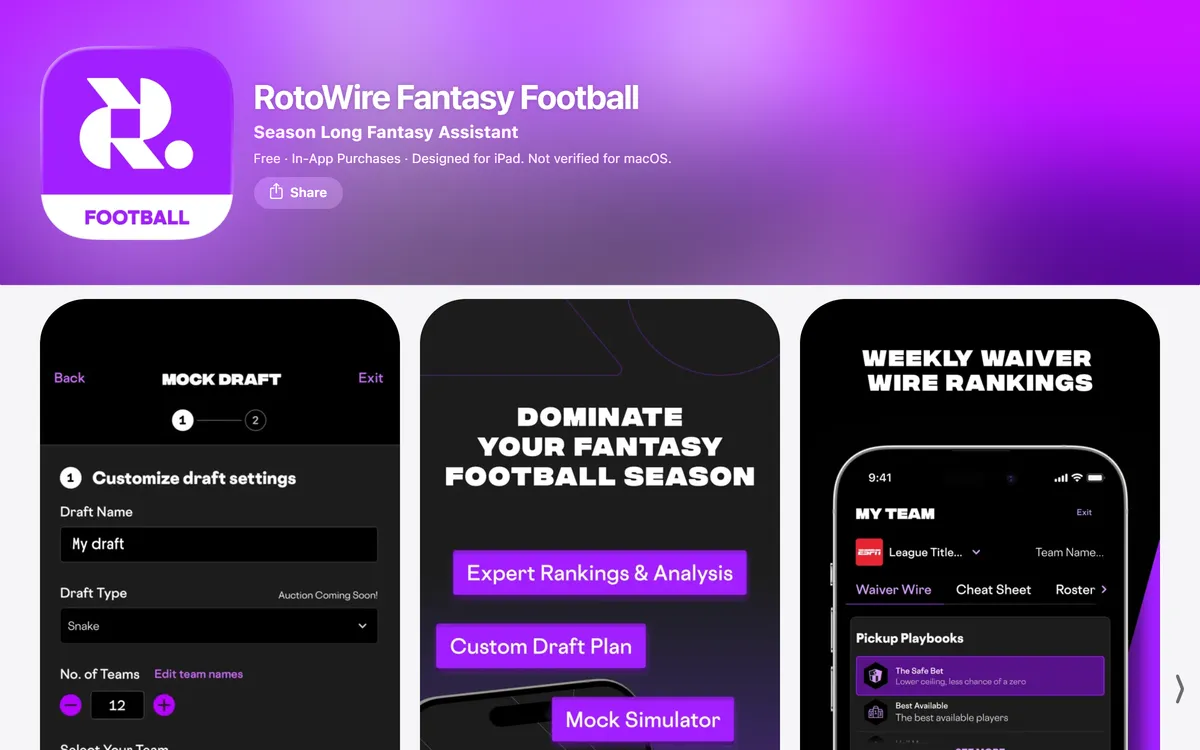RotoWire Fantasy Football screenshot